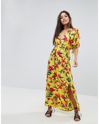 Boohoo Floral Print Kimono Maxi Dress