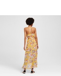 Lily Star Floral Ruffle Maxi Dress Gold