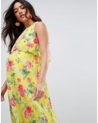 Asos Maternity Pleat Skirt Floral Maxi Dress
