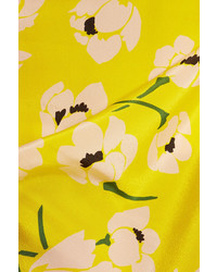 Rochas Ruffled Floral Print Silk Maxi Dress