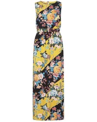 Yellow And Black Floral Maxi Dress