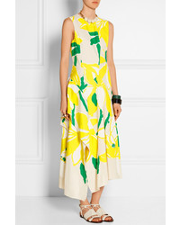 Marni Floral Print Cotton Muslin Midi Dress