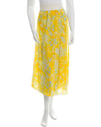 Yellow Floral Midi Skirt