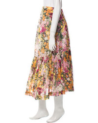 3.1 Phillip Lim Floral Print Gathered Accented Skirt
