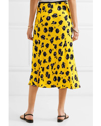 Diane von Furstenberg M Floral Print Crepe Midi Skirt