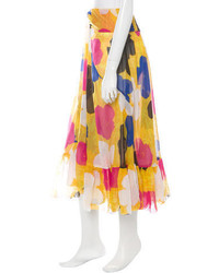 Diane von Furstenberg Silk Blend Floral Print Skirt