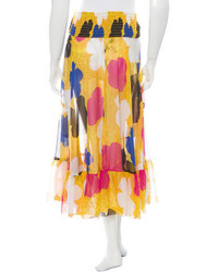 Diane von Furstenberg Silk Blend Floral Print Skirt