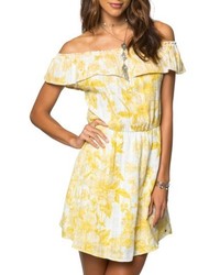 Yellow Floral Off Shoulder Dress