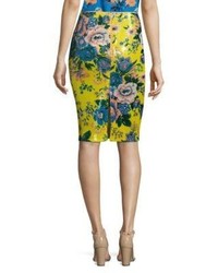 Diane von Furstenberg Sequined Floral Print Pencil Skirt