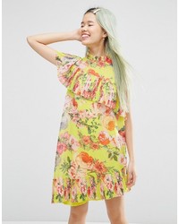 Yellow Floral Shift Dress