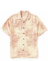 Caribbean Floral Print Dobby Short Sleeve Woven Shirt