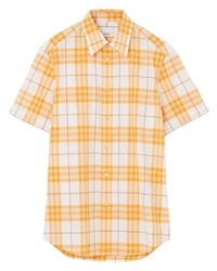 Burberry Check Pattern Short Sleeve Cotton Shirt