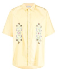 Drôle De Monsieur Flower Embroidery Cotton Shirt