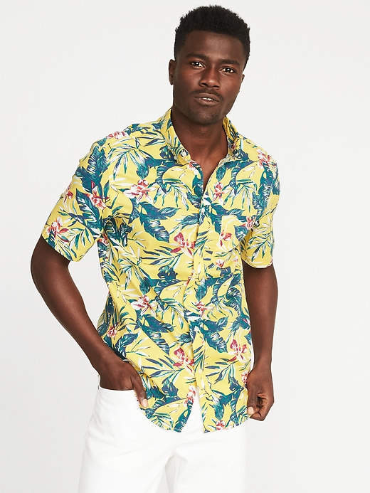 old navy yellow floral shirt