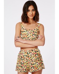 Missguided Jolina Yellow Floral Shorts