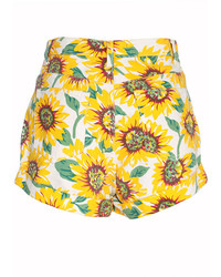 Romwe Sunflower Print High Waist Denim Shorts
