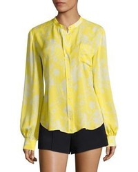 Yellow Floral Silk Blouse