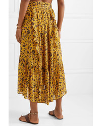 Ulla Johnson F Ruffled Floral Print Silk Cotton And Lurex Blend Skirt