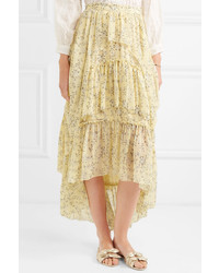 Ulla Johnson Marilyn Asymmetric Ruffled Floral Print Silk Tte Skirt