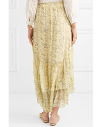 Ulla Johnson Marilyn Asymmetric Ruffled Floral Print Silk Tte Skirt