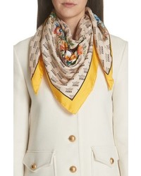 Yellow Floral Silk Scarf