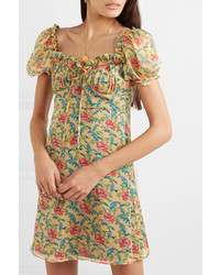 Raquel Diniz Alice Floral Print Silk Chiffon Mini Dress