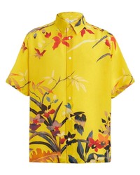 Etro Floral Print Short Sleeve Silk Shirt