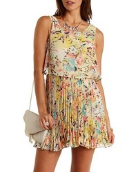 Charlotte Russe Floral Accordian Pleated Skater Dress