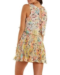 Charlotte Russe Floral Accordian Pleated Skater Dress