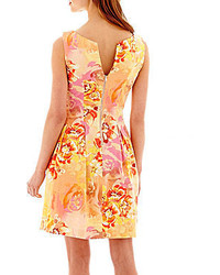 jcpenney Danny Nicole Sleeveless Floral Print Seamed Fit And Flare Dress
