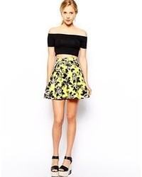 Asos Skater Skirt In Quilted Floral Print