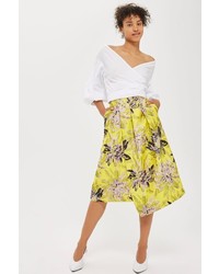 Topshop Floral Asymmetric Hem Prom Skirt
