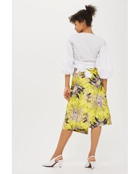 Topshop Floral Asymmetric Hem Prom Skirt