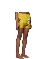 Neil Barrett Yellow Flowers Swim Shorts
