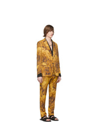 Dries Van Noten Yellow Wool Kline Floral Suit