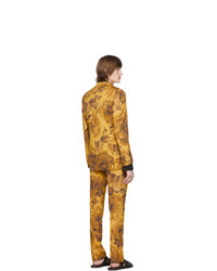 Dries Van Noten Yellow Wool Kline Floral Suit