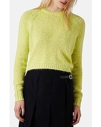 Yellow Fluffy Crew-neck Sweater