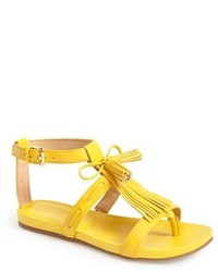 Fringe Leather Thong Sandals: Isaac Mizrahi New York Primp Leather ...