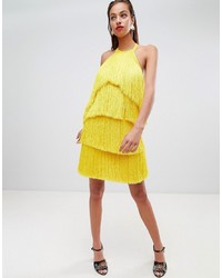 Yellow Fringe Party Dress