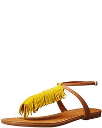 Yellow Fringe Thong Sandals