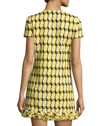 Moschino Boutique Short Sleeve Fringe Trim Tweed Minidress