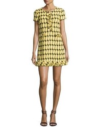Moschino Boutique Short Sleeve Fringe Trim Tweed Minidress