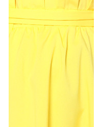Moon Collection Do Or Tie Canary Yellow Midi Skirt