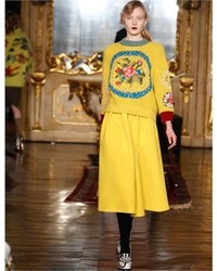Antonio Marras Yellow Wool Midi Skirt