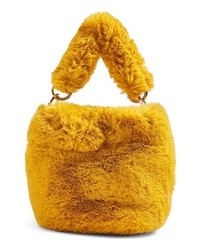 Yellow Fur Crossbody Bag