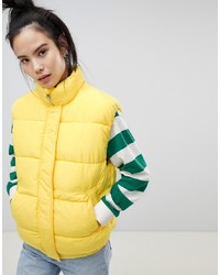 Pull&Bear Padded Gilet In Yellow