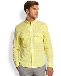 Saks Fifth Avenue Collection Modern Fit Gingham Double Pocket Sportshirt