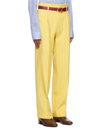 Gucci Yellow Off White Vichy Crpe Trousers