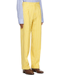Gucci Yellow Off White Vichy Crpe Trousers
