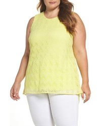 Vince Camuto Plus Size Herringbone Lace Highlow Top